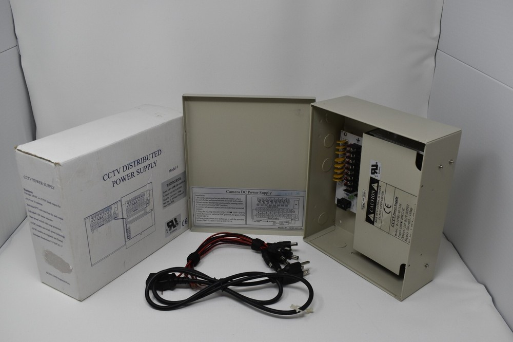 8 Channel Distributed Power Supply Box for DVR Security Cameras 12v 13A DC