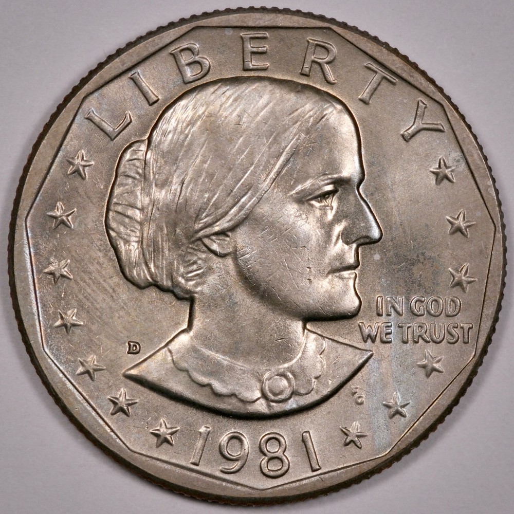 $1 1981 D SBA, lightly toned, Uncirculated UNC (E124)