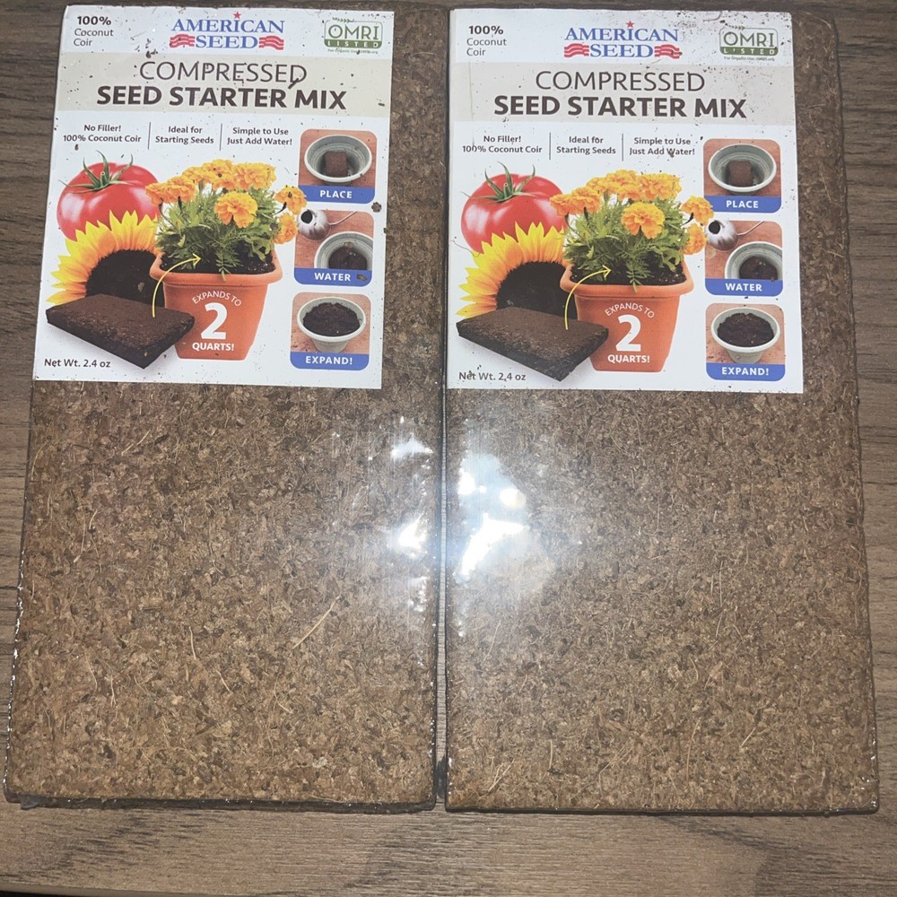 Organic Coconut Coir Bricks for Plants Seed Starting 2 Pack 4qt Compressed Soil