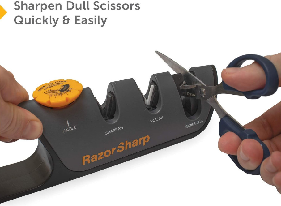 RazorSharp Knife Sharpener, Adjustable Angle Guide, Diamond Ceramic Stones