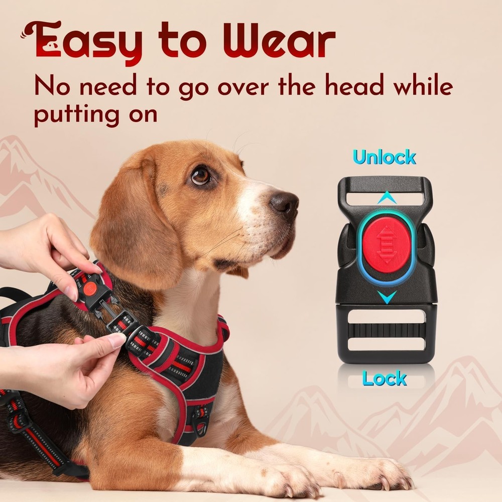 Dog Harness Small Sized, Easy Wearing with 3 Buckles, Adjustable No Pull Pet ...