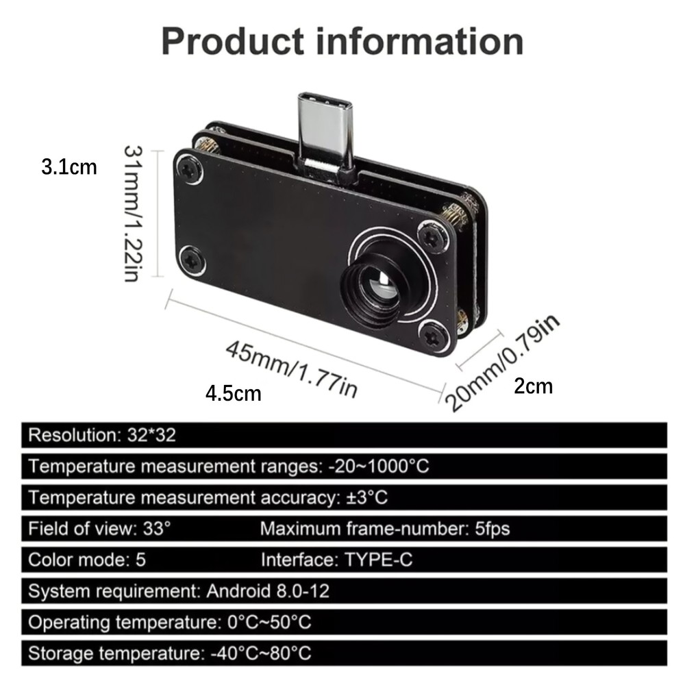 USB TypeC Multi-Language Thermal Imaging Camera Imager for Android Mobile Phone