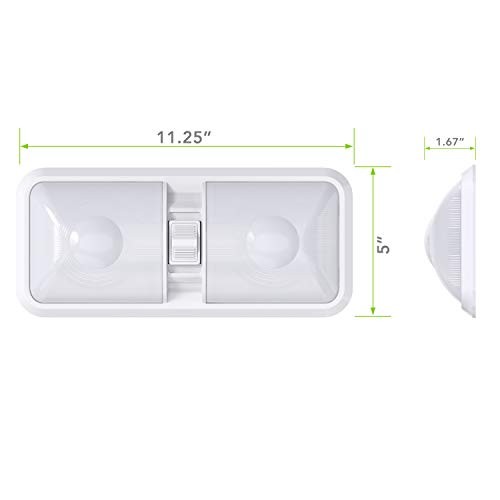 5 Pack RV LED Ceiling Double Dome Light Fixture with ON/Off Switch Interior