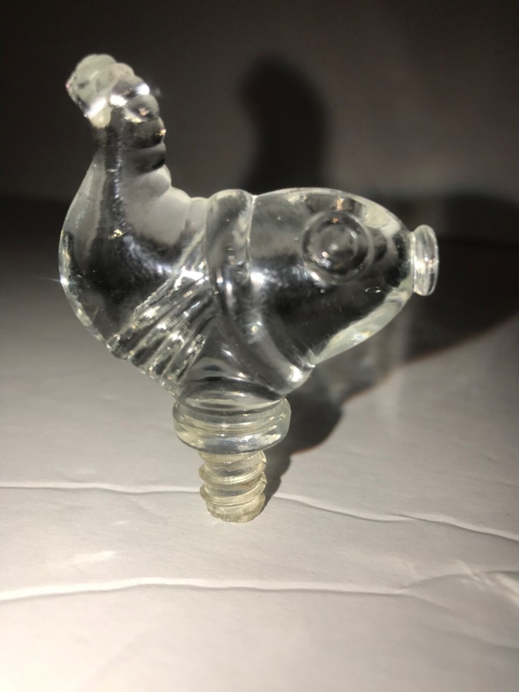 Vintage Glass Fish Perfume/Cologne Bottle Stopper Missing Tail
