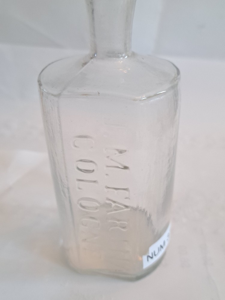 Open Pontil Cologne two rounded sides two flat side N- 37. Clear Little Cloudy