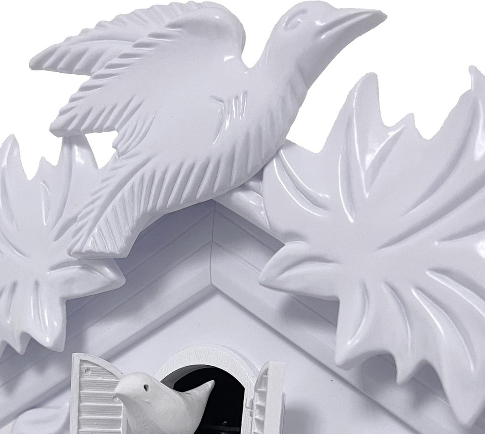 Charming White Cuckoo Clock for Christmas, Volume Adjustable & Elegant Design