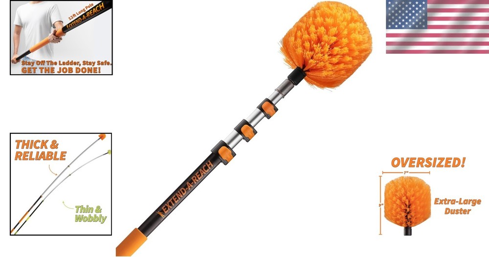 Versatile 20ft Telescopic Cobweb Cleaner - Safe High Dusting Made Easy