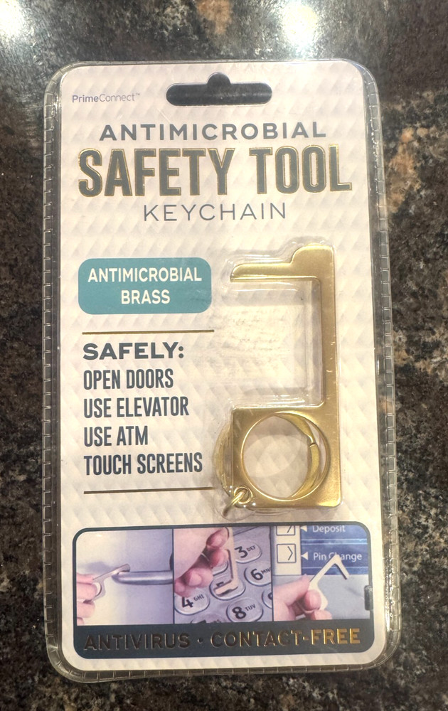 Antimicrobial Safety Tool Keychain Brass