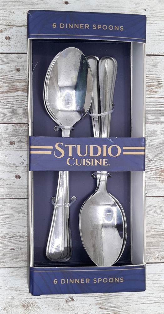 Studio Cuisine 6 Stainless Steel Dinner Spoons - Celene Pattern