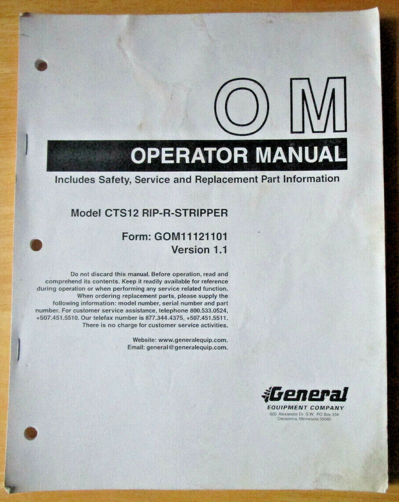 General Model CTS12 RIP-R-STRIPPER Operator Manual