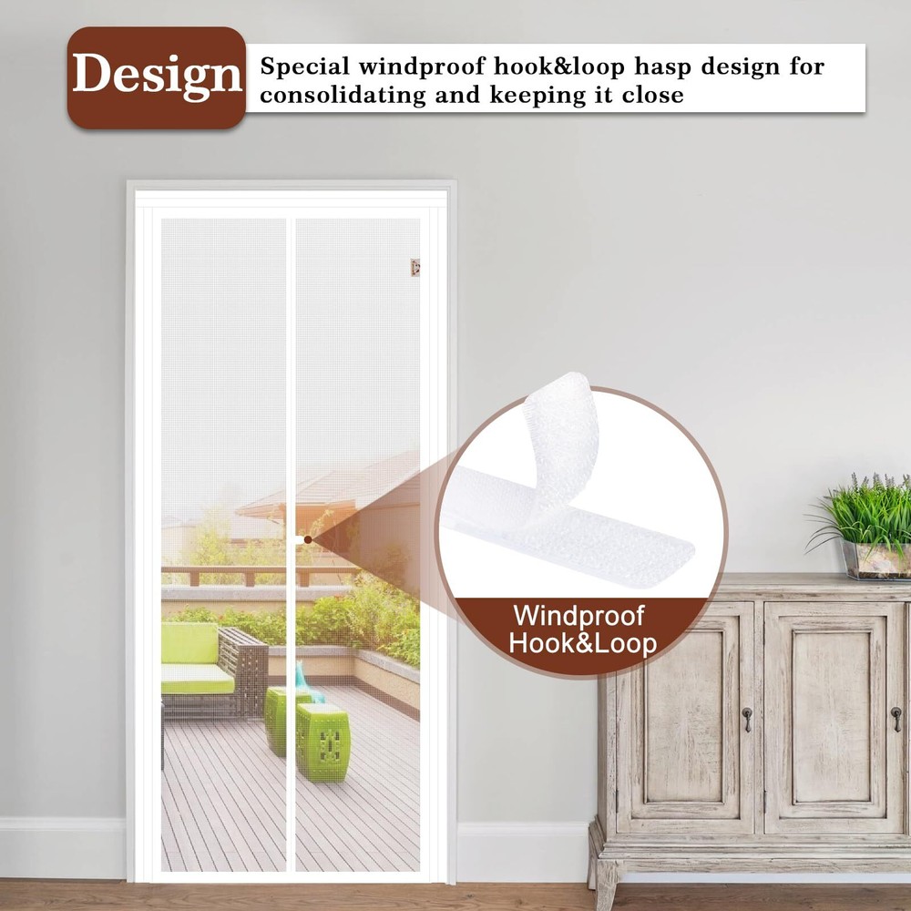 Adjustable White Screen Doors With Magnets Fit Doors Size Width 36" 40" Height 8