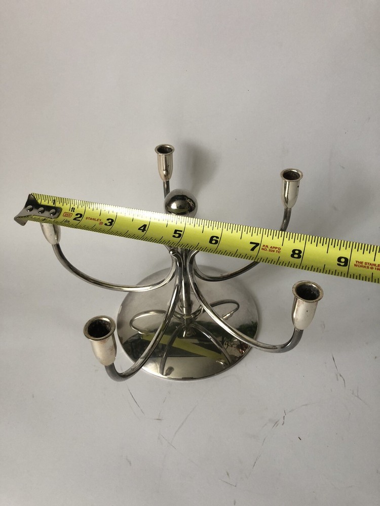 Art Deco Silver Plated Five Candlestick Holder .