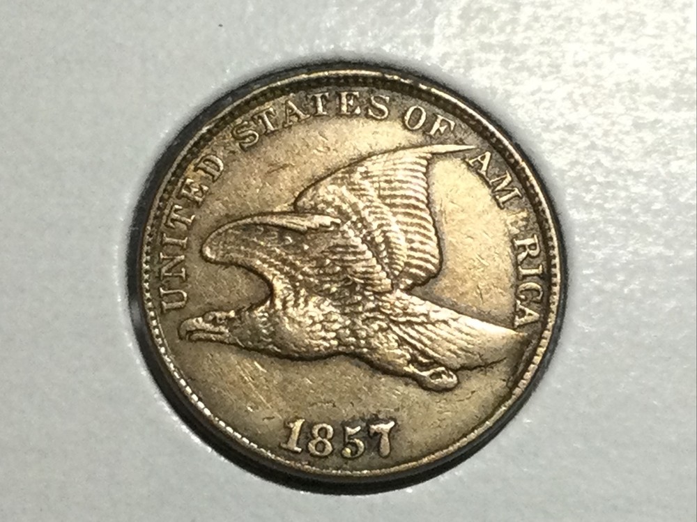 1857 Flying Eagle Cent in extremely fine/almost uncirculated