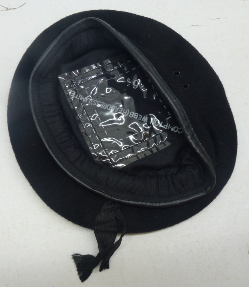 Compton Webb Black Wool Military Issue Beret 6 7/8