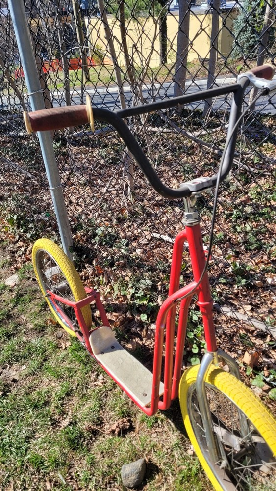 Red Yellow Kick Scooter with Large Wheels