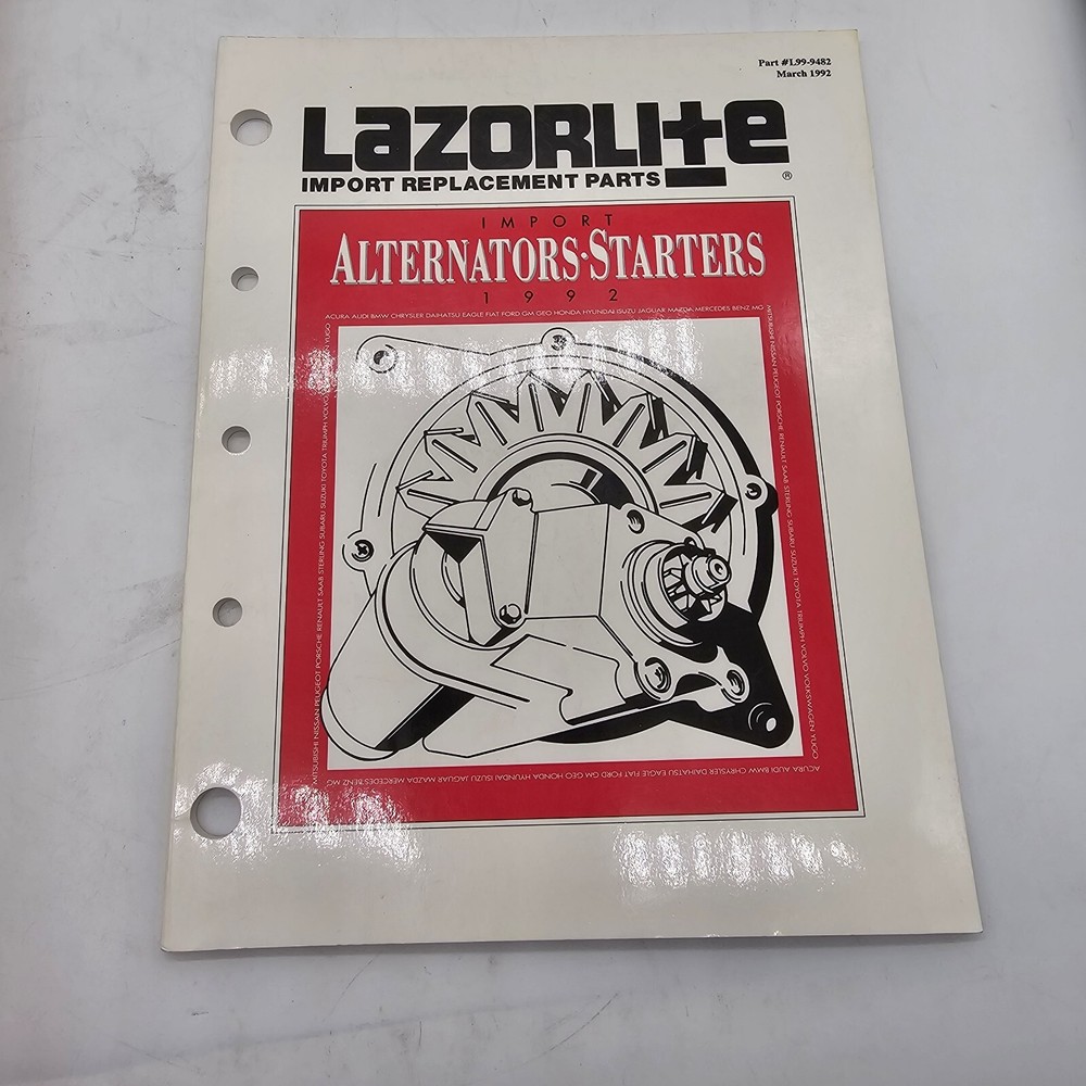 1992 Lazorlilte Aternator & Starter Parts Catalog