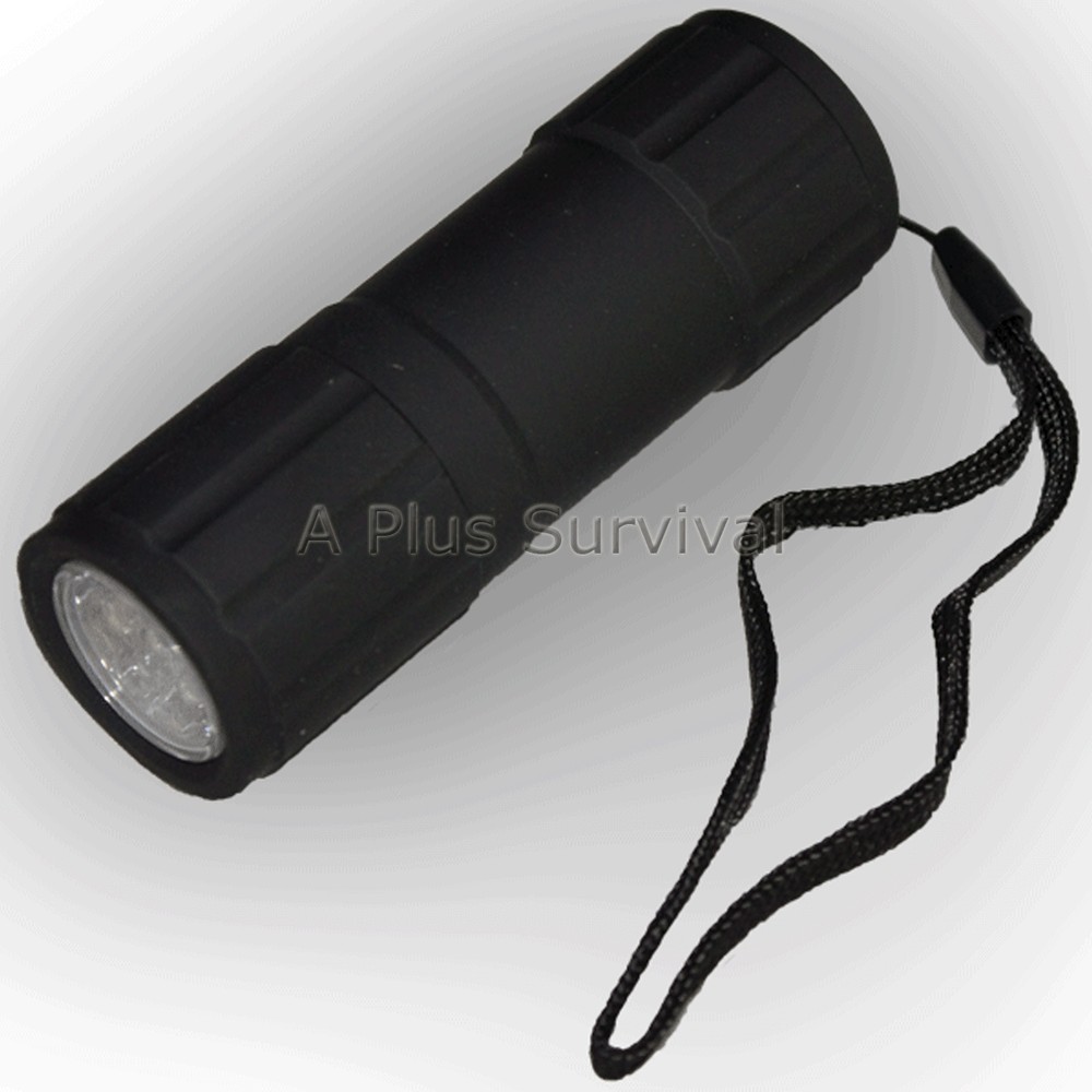 Black 7 LED Waterproof Flashlight High Low Flashing Settings Survival Emergency