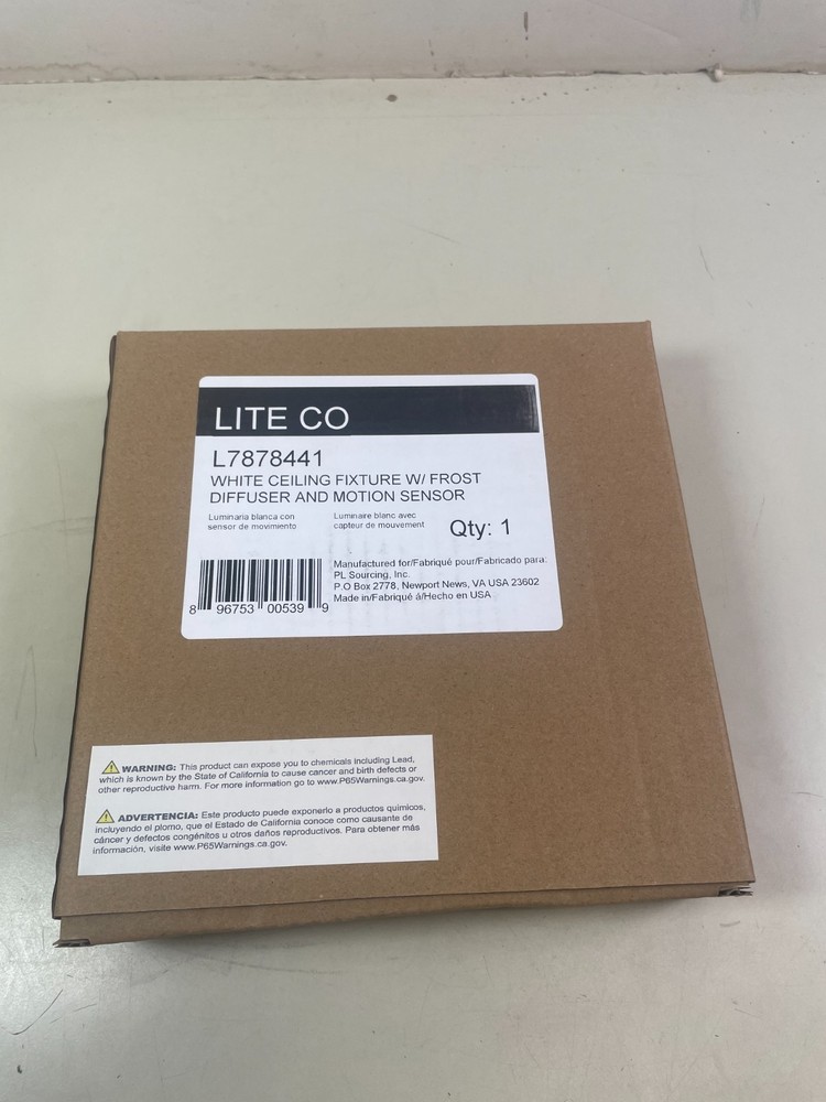 Liteco White Ceiling Fixture w/Frost Diffuser & Motion Sensor FD384-LE900W-WFM