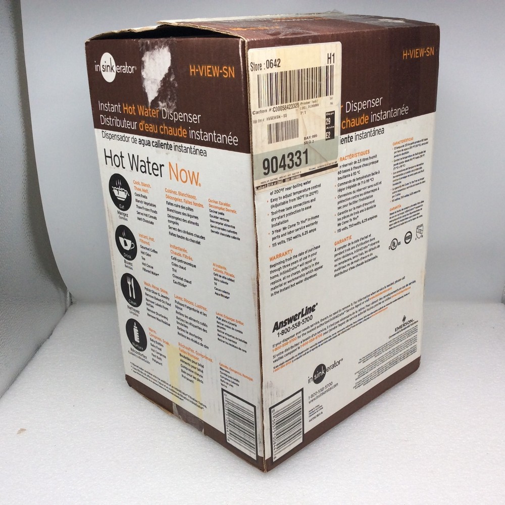 insinkerator H-View-SN Instant Hot Water Dispenser System Satin Nickel OPEN BOX