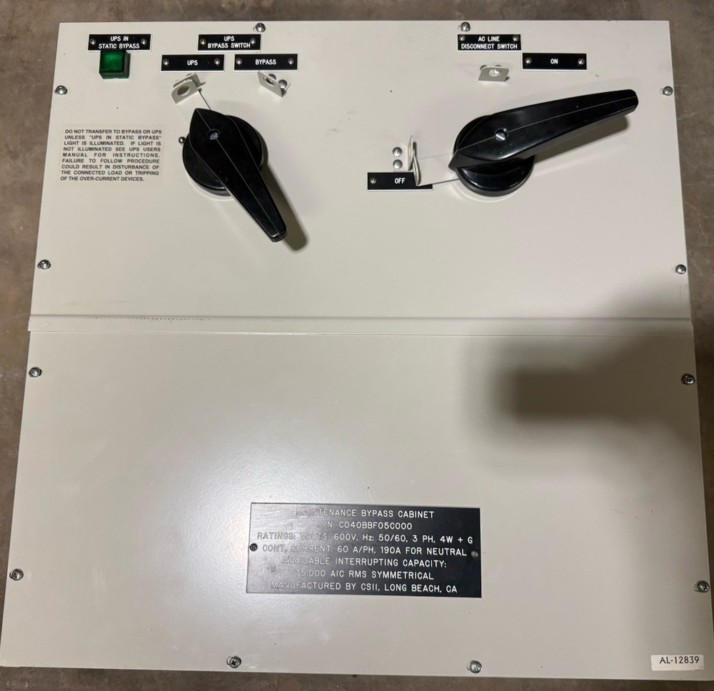 CSII Maintenance Bypass Cabinet 600V 3PH