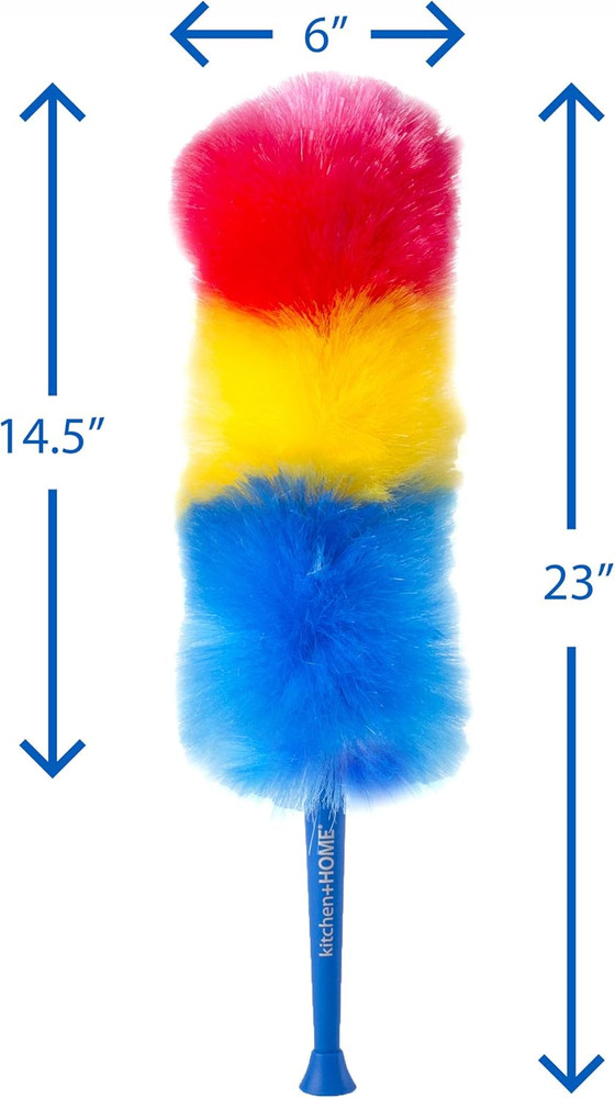 Kitchen + Home 23” Inch Rainbow Static Duster - Electrostatic Feather Duster Att