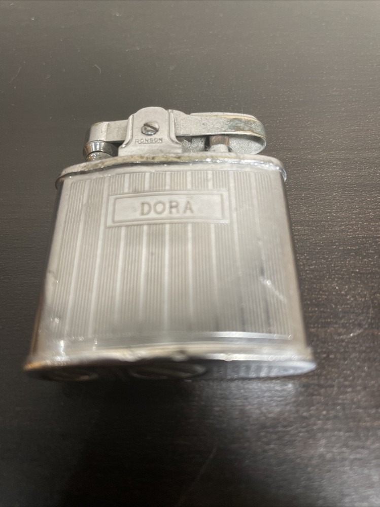 Vintage Ronson Standard lighter engraved Dora name / dent
