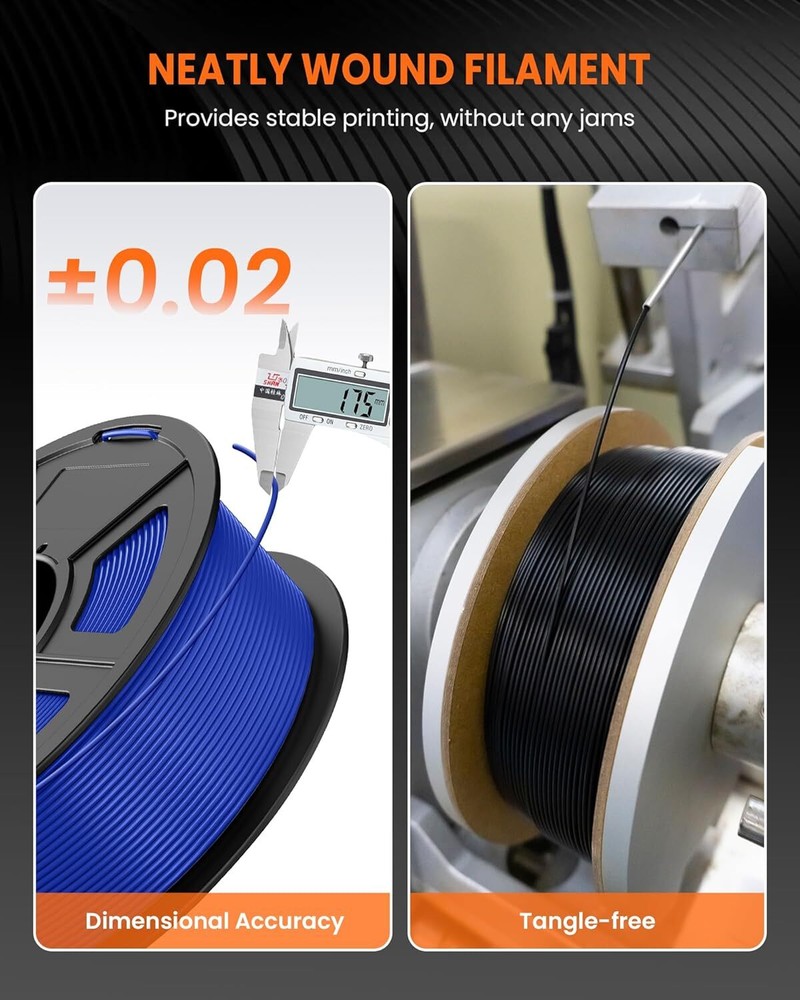 TECBEARS 10KG PLA 3D Printer Filament Bundle 1.75mm No Bubbles Neatly Beginner
