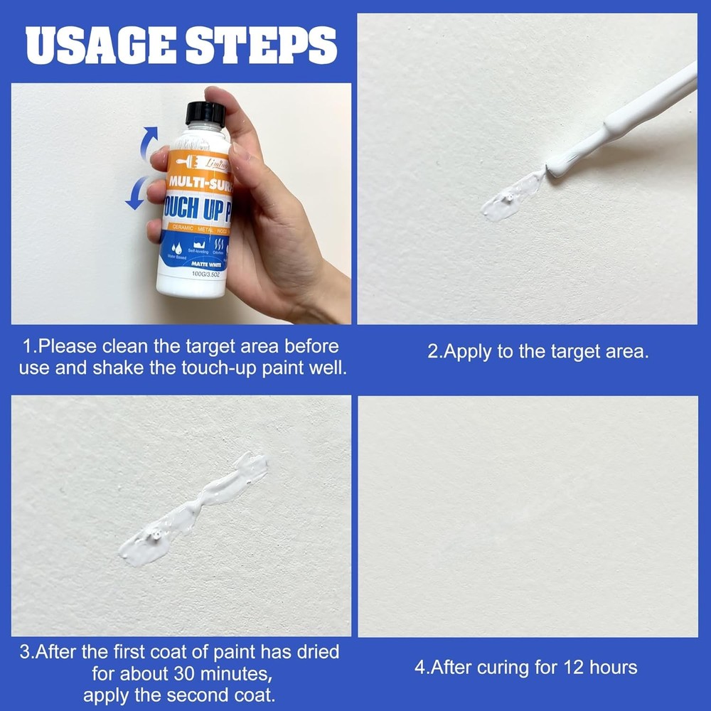 White Touch Up Paint - 7oz Upgraded Matte and Gloss Multi Surface Touch Up Paint