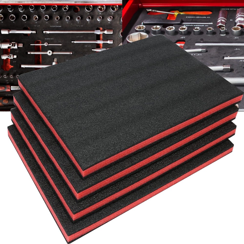 4 Pack 17x12x1 Inch Tool Box Foam Tool Shadow Foam Inserts for Hard Case