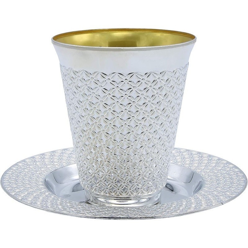 Silver Disposable Kiddush Cups Set 100 Pack Floral Design Heavy Duty Tableware