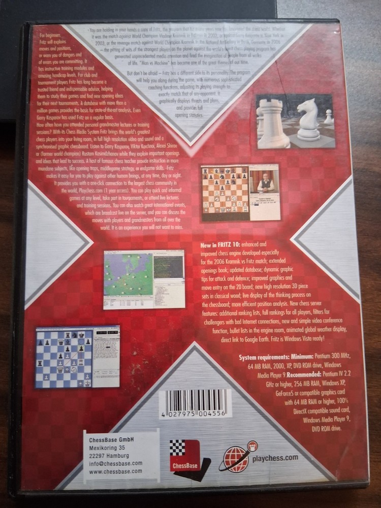 Chess Base FRITZ 10 Chessbase Computer World Champion DVD Software