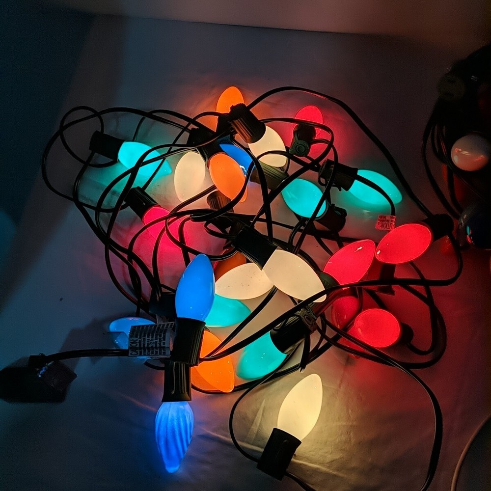 Vintage Mid Century Modern Christmas Light 5 String Set Tested Multi-color Retro