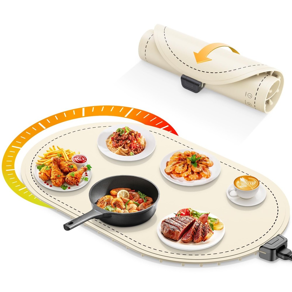 Food Warming Mat for Table & Buffet, Fast Heating Serving Pad with Adjustable...