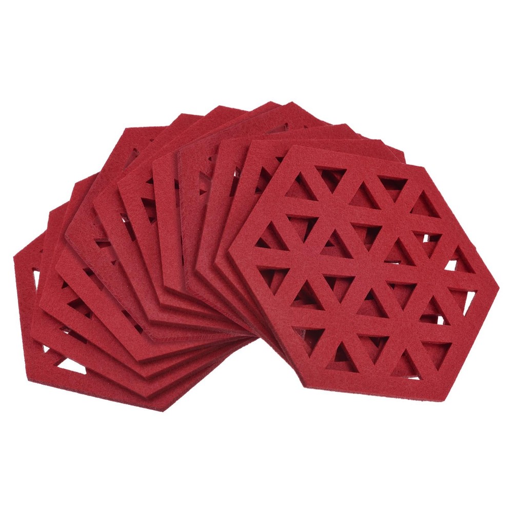 Felt Coasters 12pcs Hexagonal Coasters Coasters, Red