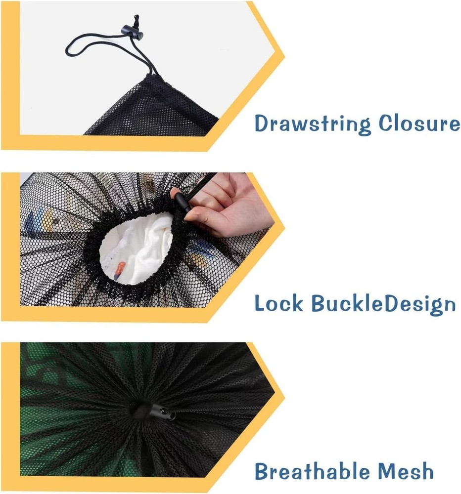 2 Pack Large Mesh Laundry Bag, Heavy Duty Mesh Laundry Bags Drawstring Lockab...