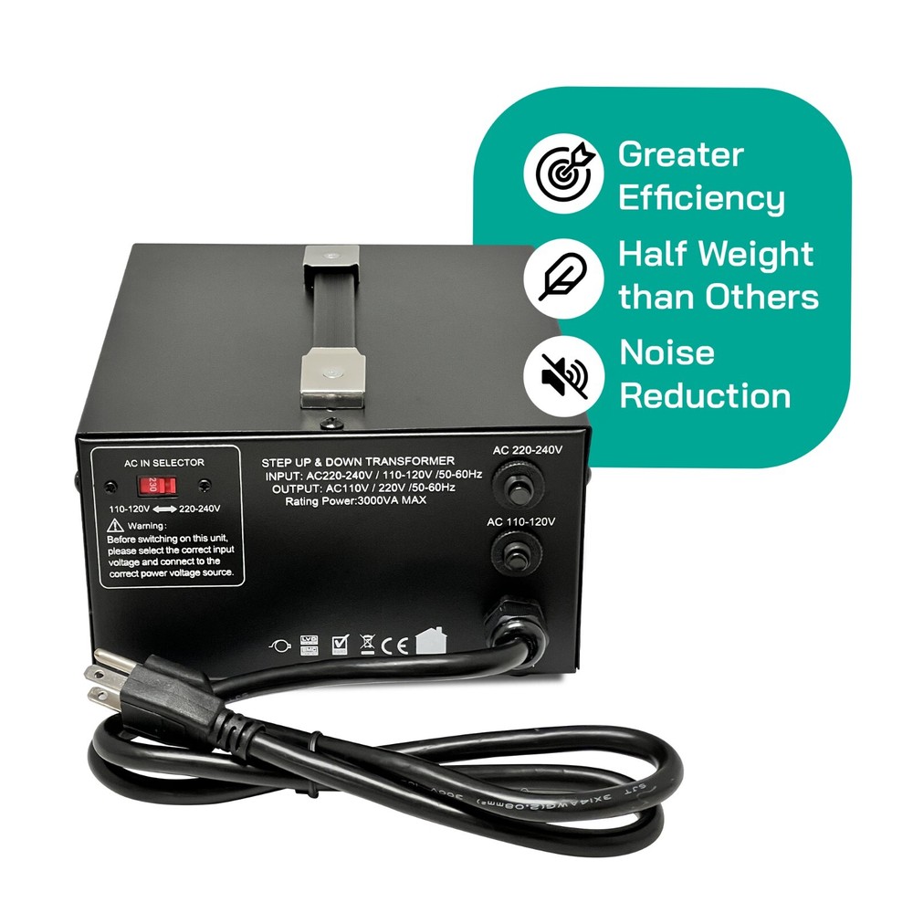 LiteFuze 3000 Watt Voltage Converter Transformer Step Up/Down (LT-3000UD)