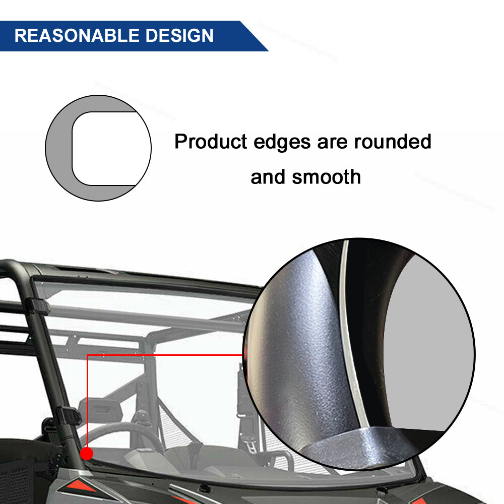 Full Front Windshield PMMA Clear Windscreen for 13-22 Polaris Ranger XP