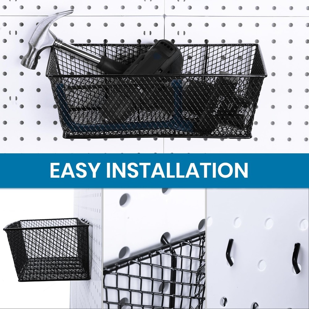 Pegboard Baskets Wall Mount Wire Peg Board Baskets 3 Sizes Pegboard Accessori...