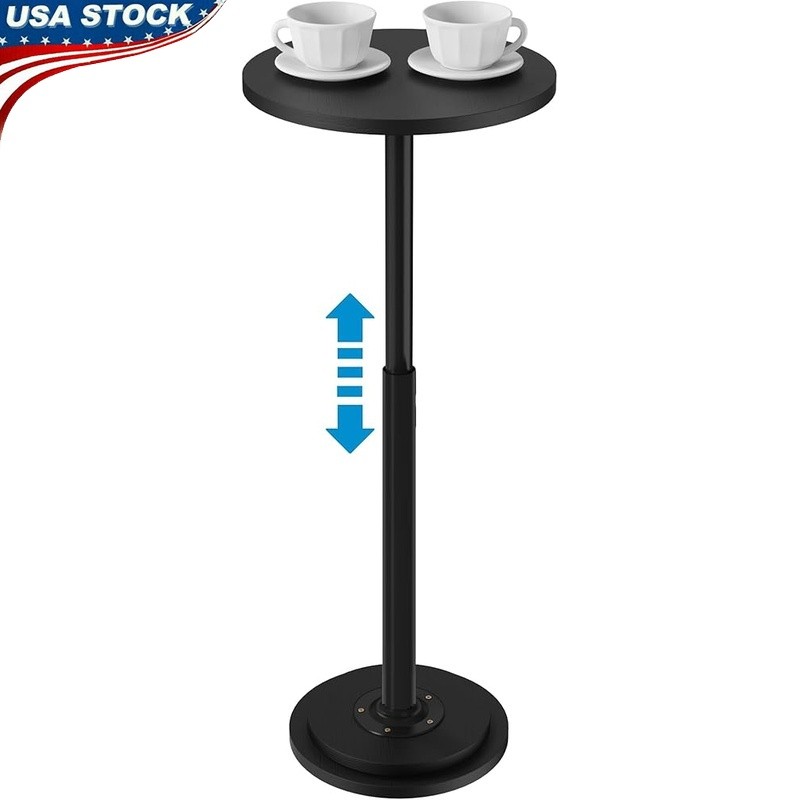 Height Adjustable Round Side Table Drink Tray 88lbs Capacity Compact Design New
