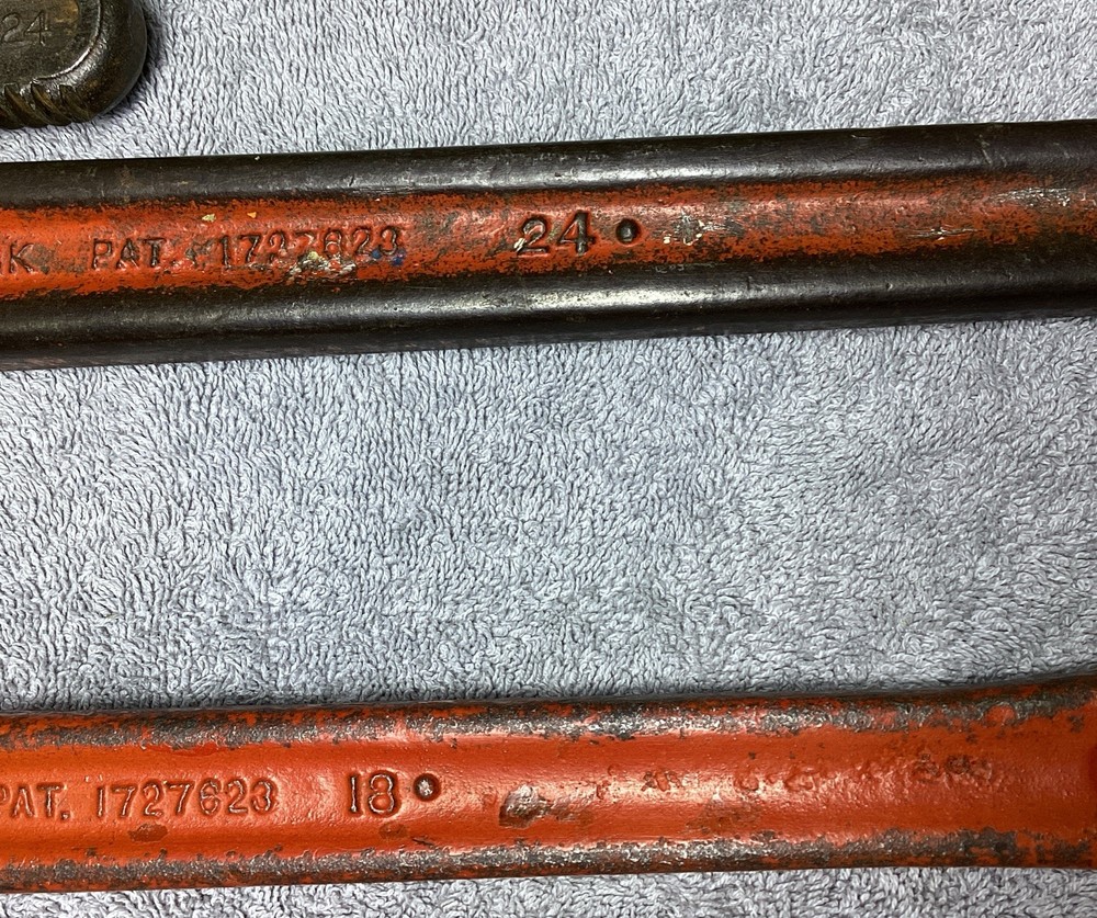 5 RIDGID PIPE WRENCHES (6,12,14,18,24”)