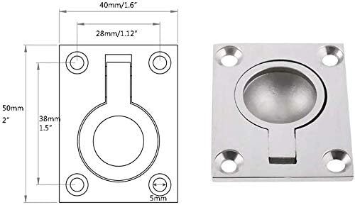 2 Pack Flush Ring Pull, Boat Hatch Pull Flush Lift, Stainless Steel Recessed Pul