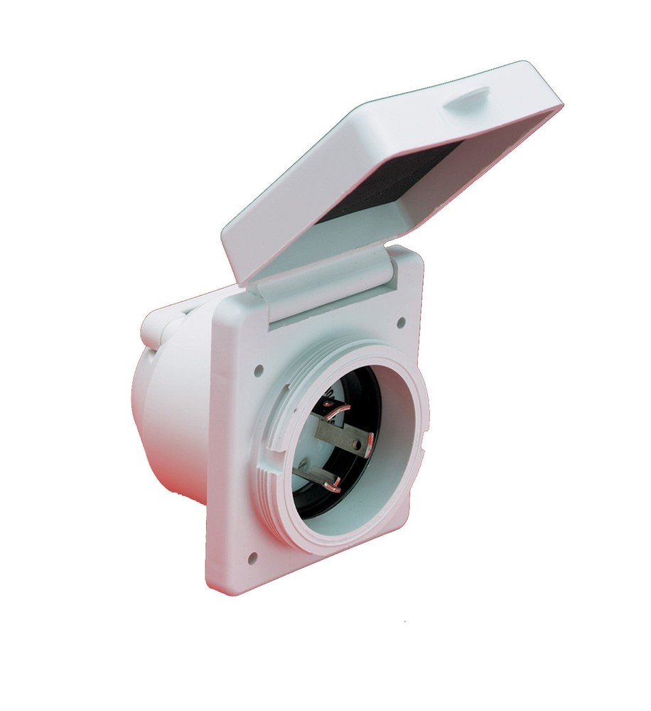 Marinco 301EL-B Inlet, 30A 125V, Square, White