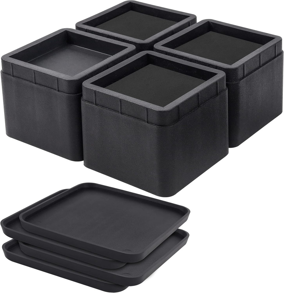 4 Pack Adjustable Bed Risers 3 or 6 Inch Stackable Furniture Lift Support Blocks