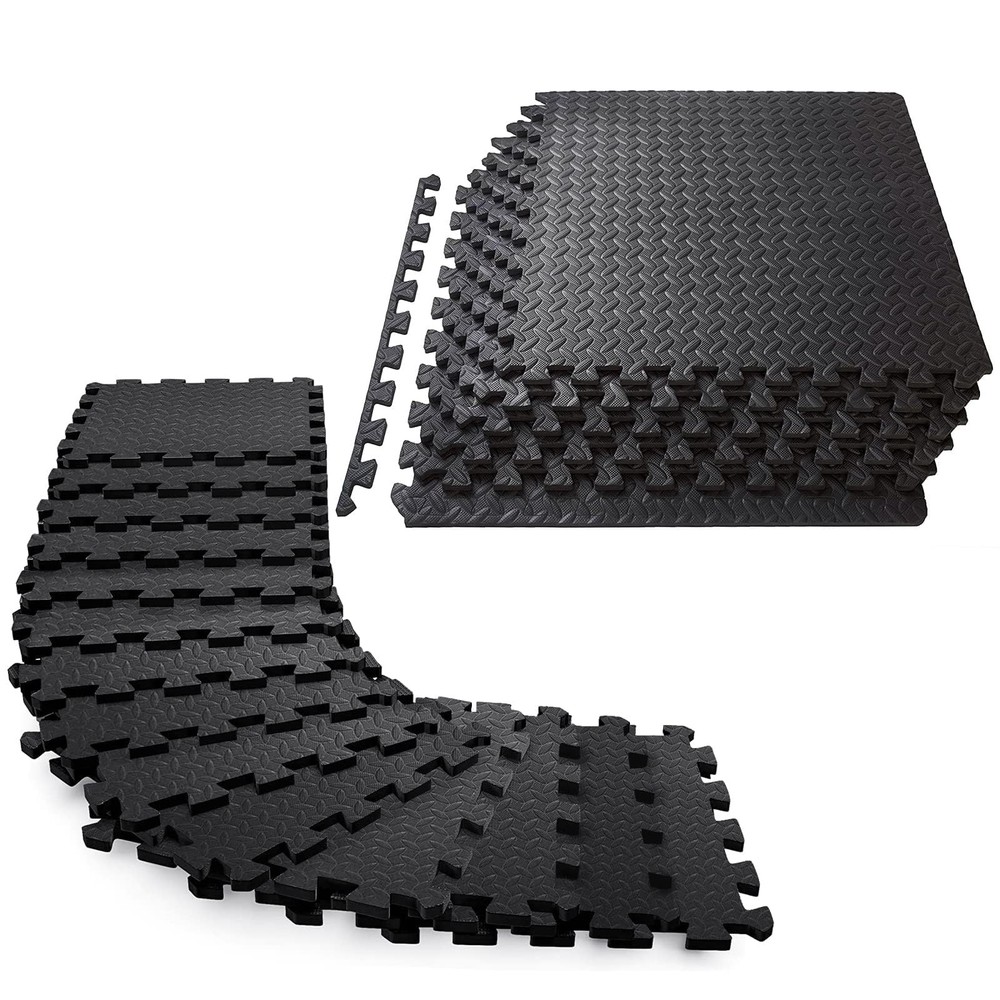 Interlocking Soft Foam Floor Mat - 20 Tiles Protective Gym Flooring Set, Exer...