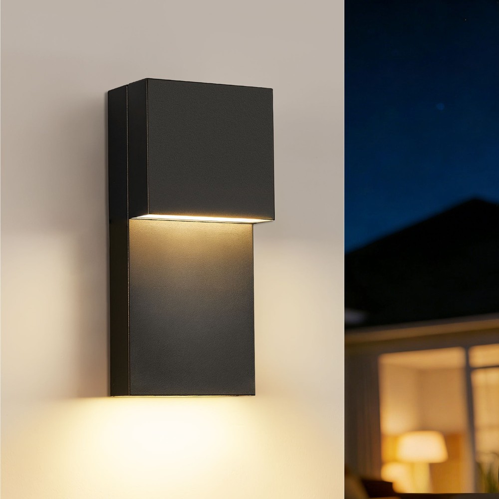 1-2 Pack 11.8 in. Black Outdoor Wall Light