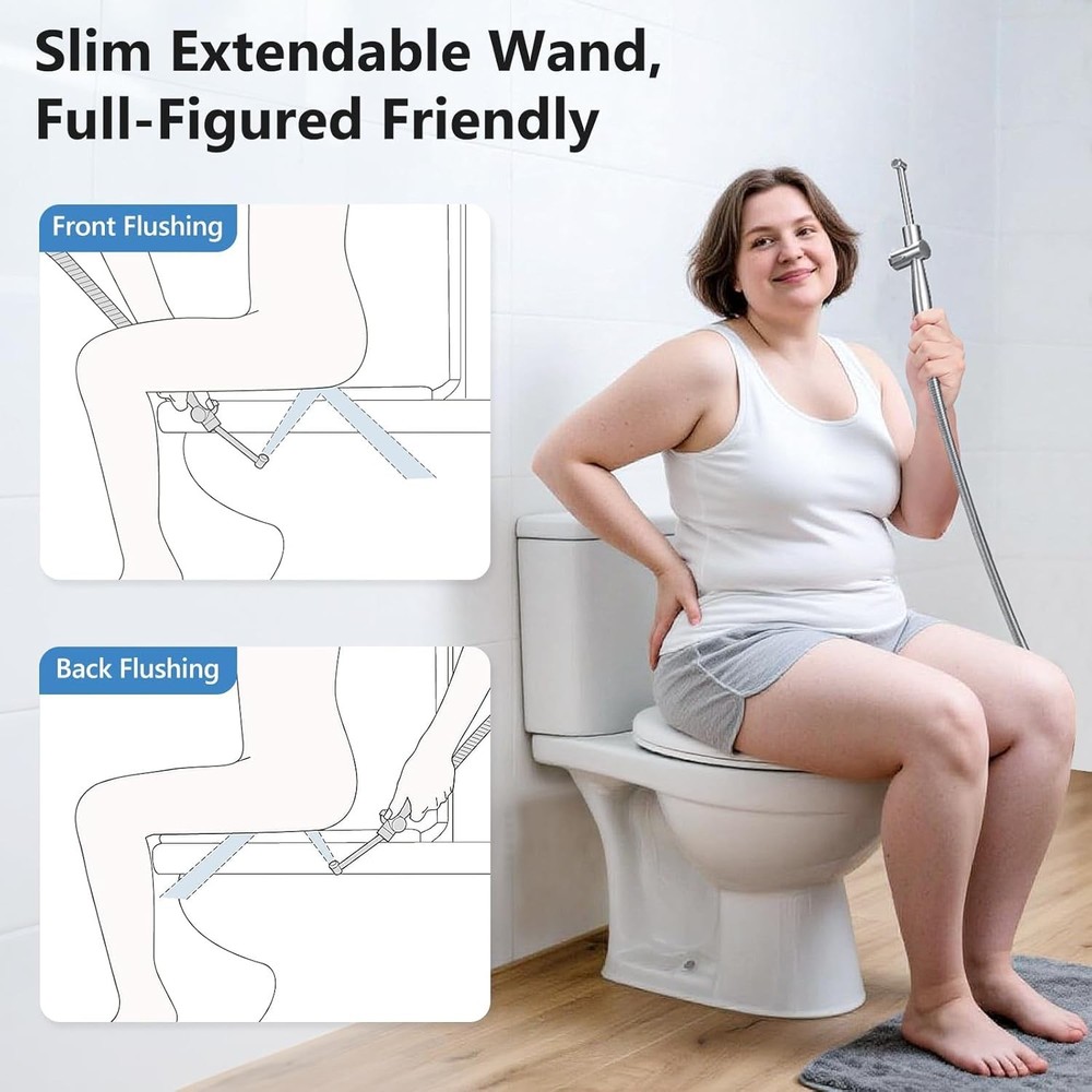 Adjustable Flush Angle & Water Pressure for Personal Care
