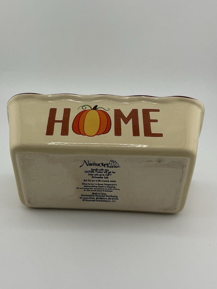Nantucket Mini Loaf Pan Stoneware Fall Theme Pumpkin