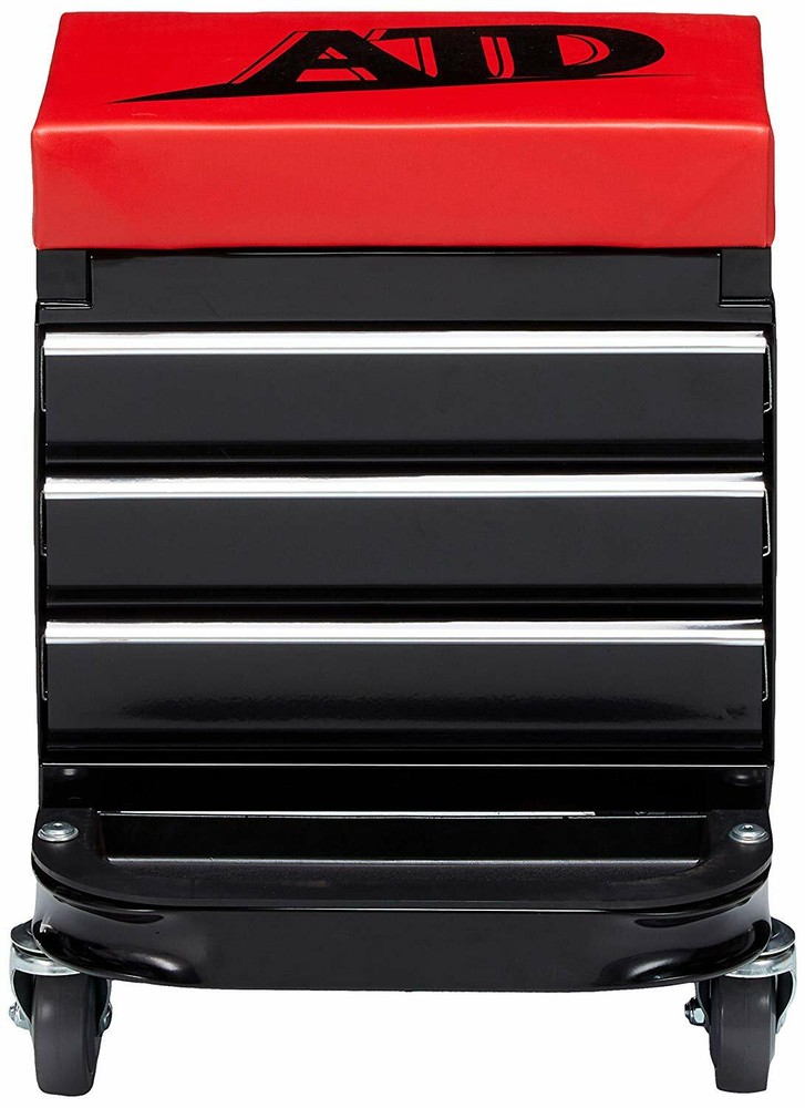 Mechanics Red Work Stool Garage Seat Creeper Shop Rolling Toolbox Glider Storage