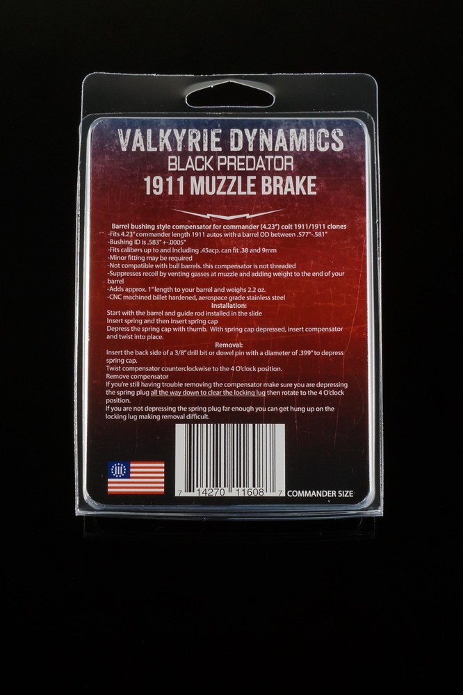 1911 .45 acp Mil-Spec muzzle brake BLACK COMMANDER PREDATOR compensator