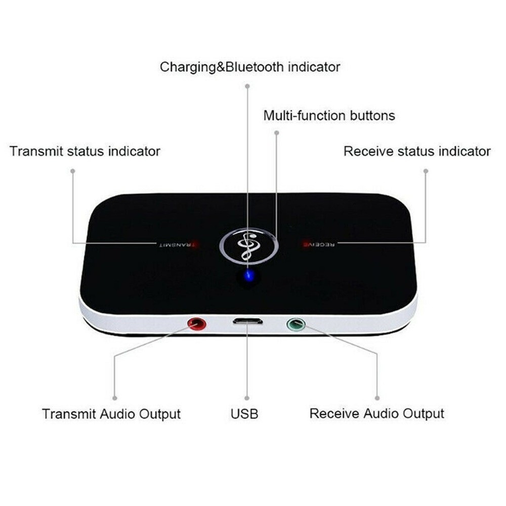 Bluetooth 5.0 Transmitter Receiver Wireless Audio 3.5mm Jack Aux Adapter 2 IN 1
